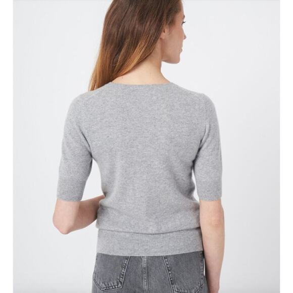 Repeat 100% Organic Cashmere Short Sleeve Sweater Size 38 S Gray Minimalist Chic - Picture 2 of 9